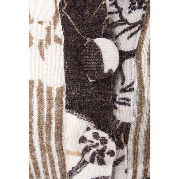 EVA FRANCO Brown Floral Tie Waist Wool Blend Retro Fit & Flare Dress Size 10 - Picture 6 of 6